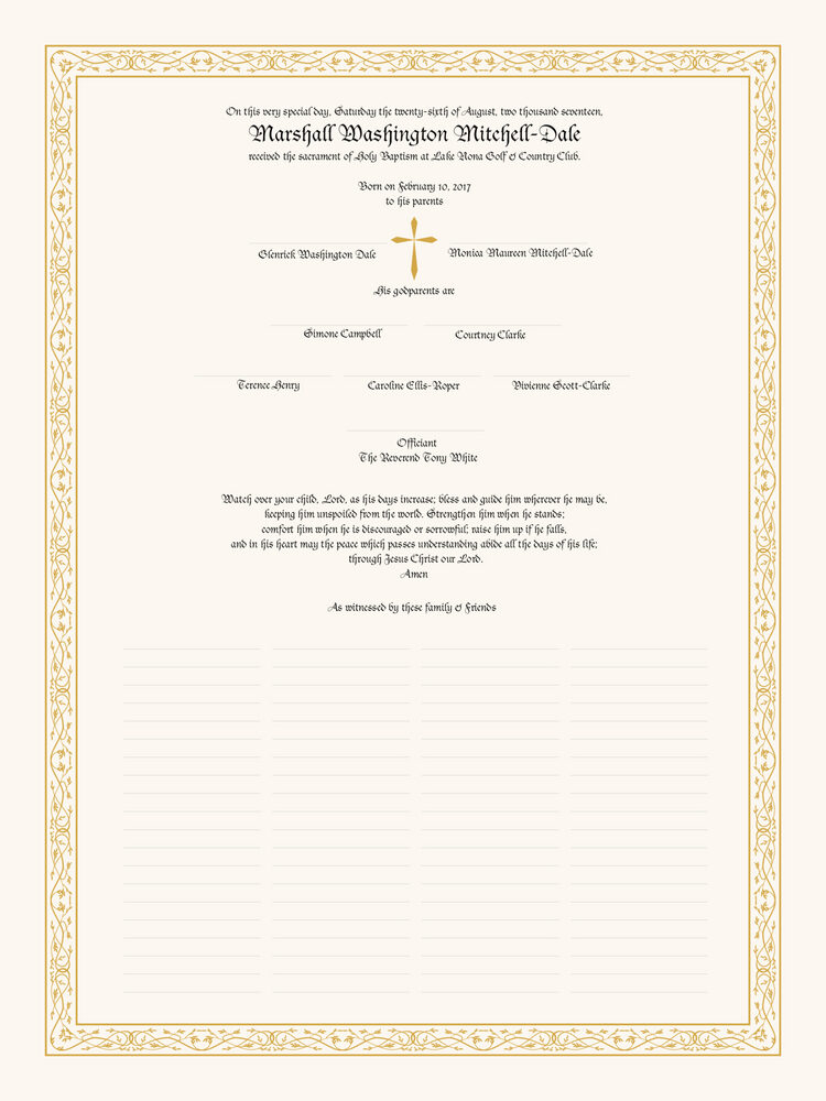 Blackletter Gothic Baptism and Christening Decorative Certificate ...